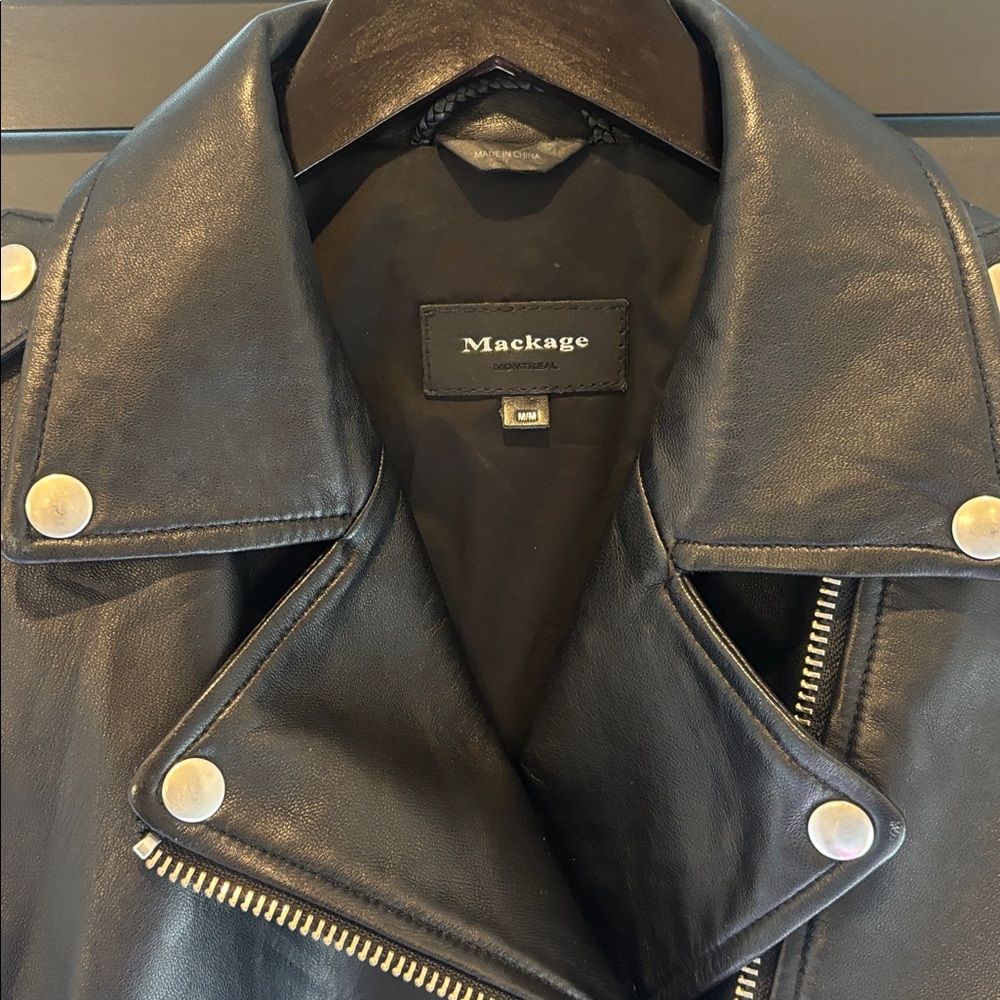 Mackage Black Leather Moto Jacket - Picture 7 of 9